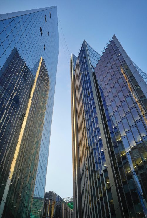 london, england, reflection, glass, facade, architecture, city, building, uk, in the morning, dusk, perspective, office, business, company